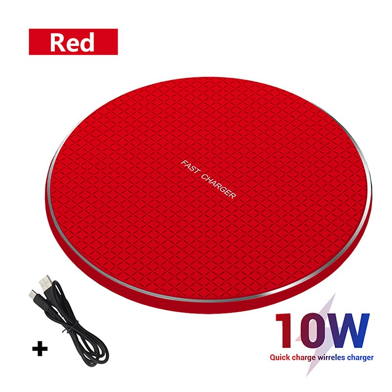 Qi Draadloze Oplader Snelle Draadloze Opladen Pad Lnduction Charger Voor Iphone 13 Samsung S20 Huawei P30 Pro Telefoon Oplader Adapter: Red Qi Wireless