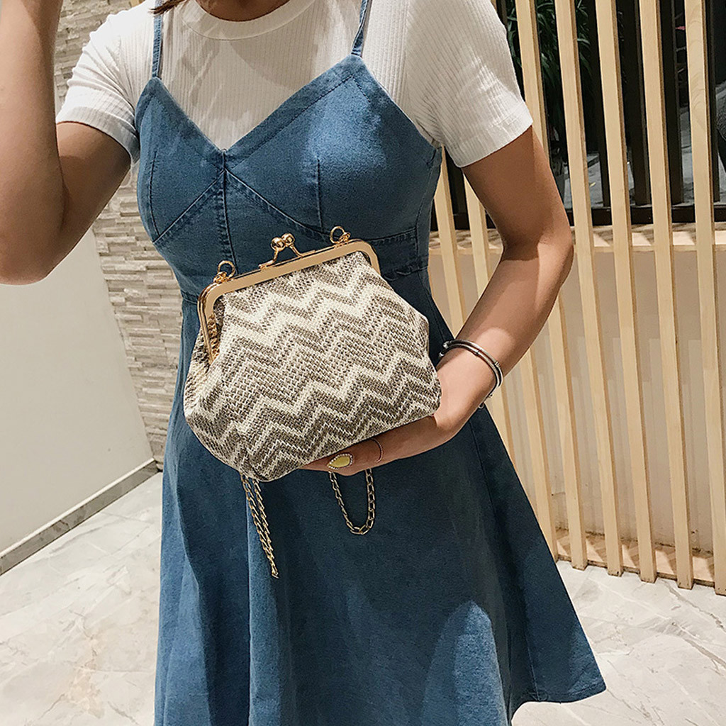 Women Weaving Hit Color Shoulder Bags Hand Messenger Phone Bag Braided zipper shoulder diagonal phone purse bags June3