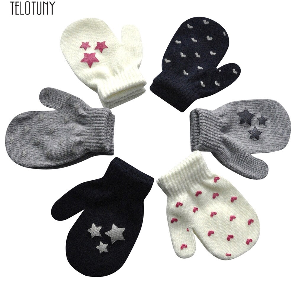 TELOTUNY-gants tricotés automne et hiver | Gants chauds, mignon bébé, imprimé d'étoile, gants chauds, pour filles et garçons d'hiver, ZS03