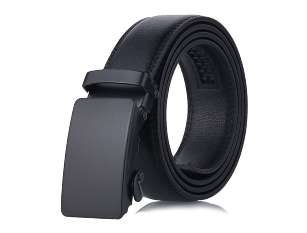 Men Imitation Leather Belt Alloy Automatic Buckle Belt Business Affairs Casual Men Belt pasek M175: Black01