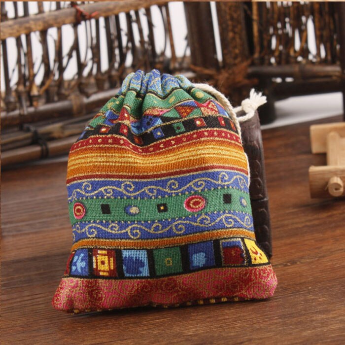 Ethnic Stripe Cotton Jewelry Pouch 8x10cm 9x12cm 10x15cm 13x17cm pack of 50 Wedding Birthday Party Candy Drawstring Bag