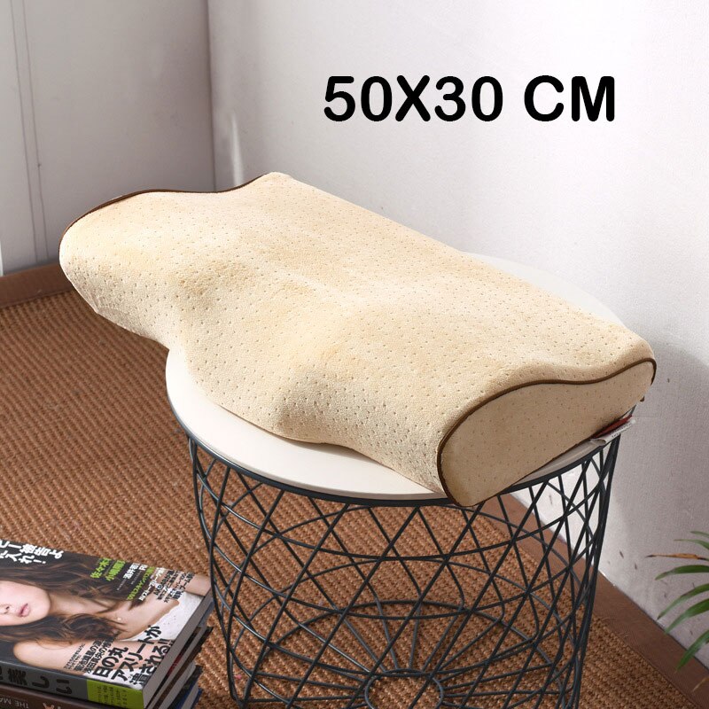 Cervical Memory Foam Pillow Contour Pillows for Neck and Shoulder Pain Butterfly Shaped Orthopedic Pillow Ergonomic Sleeping: light yellow