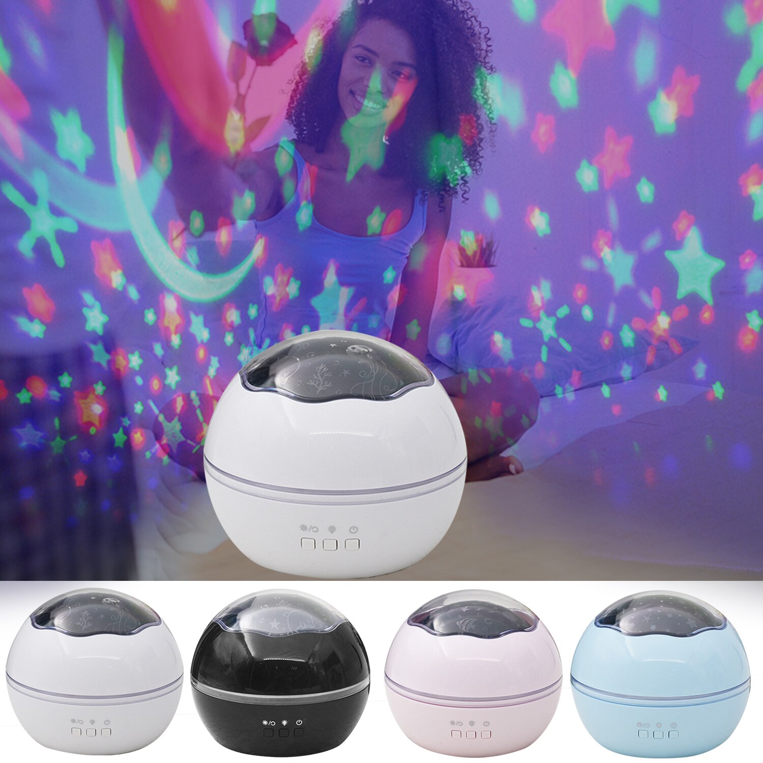 Gosear Romantische Roterende Projector Night Light Lamp met 8 Lichtstanden voor Home Decor Verjaardag Kerst Valentijnsdag
