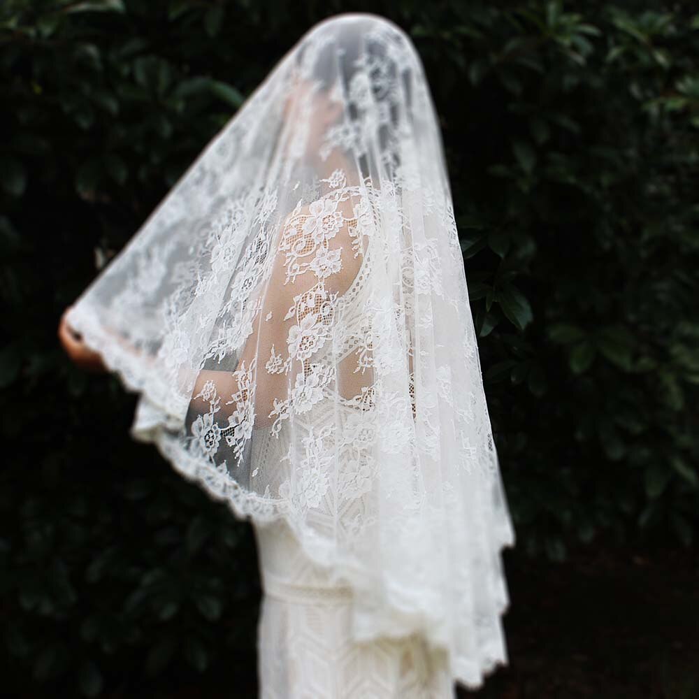 Short Floral Lace Wedding Veil Cover Face Bridal Veil WITHOUT Comb Voile Mariage Wedding Accessories