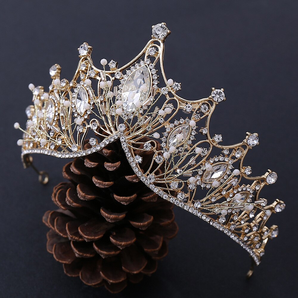 Topqueen HP334 Elegante Barokke Wedding Tiara 'S Kronen Voor Vrouwen Bruid Kristal Parels Koningin Kronen Bruids Hoofddeksel Prinses Haar