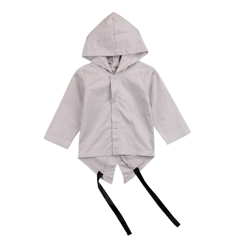 Nyfødt baby dreng efterår tøj baby dreng børn hætteklædte jakke hættetrøjer frakker outwear alder 0-24m: Grå / 24m