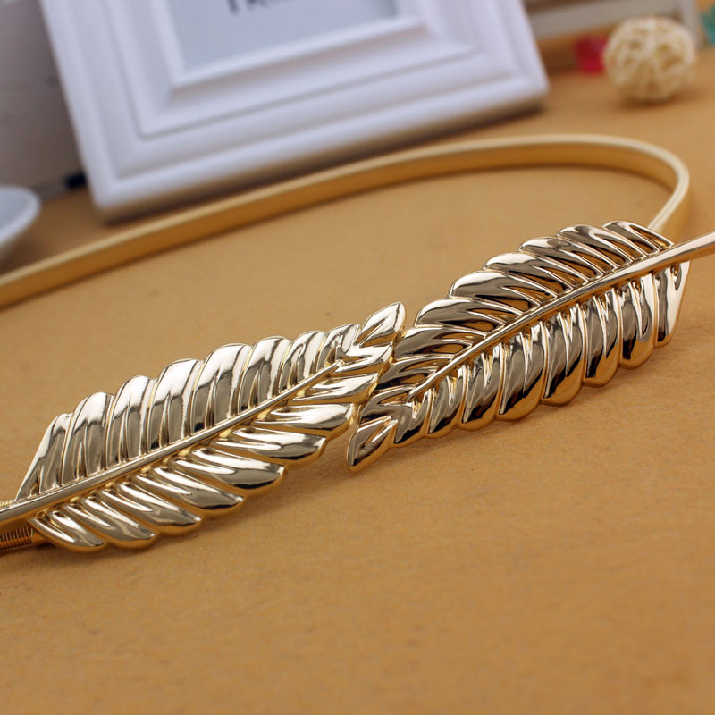 Cinto de casamento em metal, dourado e prata, fivela decorativa de folhas, elástico, faixas de cinto, acessórios, vestido formal