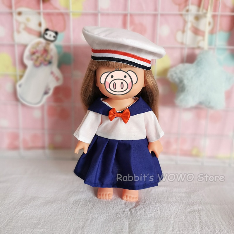 Härlig piga outfit marinblå kostym för 25cm babydockor kläder tillbehör passar 1/6 bjd docka tjejer
