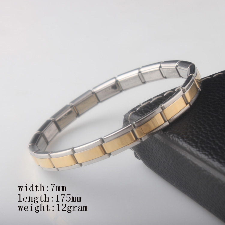 Viking Bracelet Elastic Stainless Steel Bracelet Ladies Men's Charming Steel Bracelet 9 Mm Wide, 175 Mm Long, Weighs 15 Grams: Yellow line