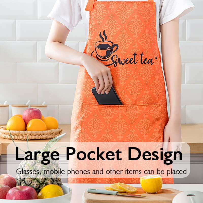 Waterproof Aprons Adjustable Dust And Oil-proof Women Men Erasable Hand Apron With Pockets For Home Cooking Kitchen Accessories