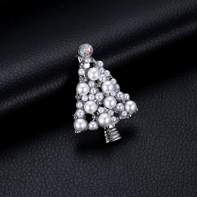 Christmas Brooch Pearl Christmas Tree Brooch Women Cute Small Jewelry