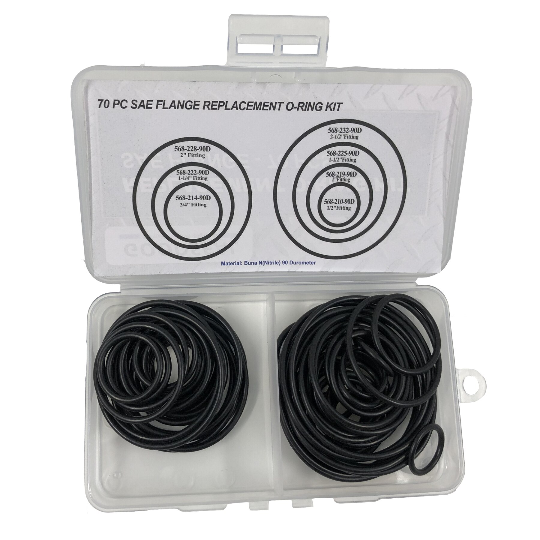 Rubber O-Ring Assortment SAE Inch O-ring kit 70PCS NBR90 Replacement Hydraulic O-Rings KIT
