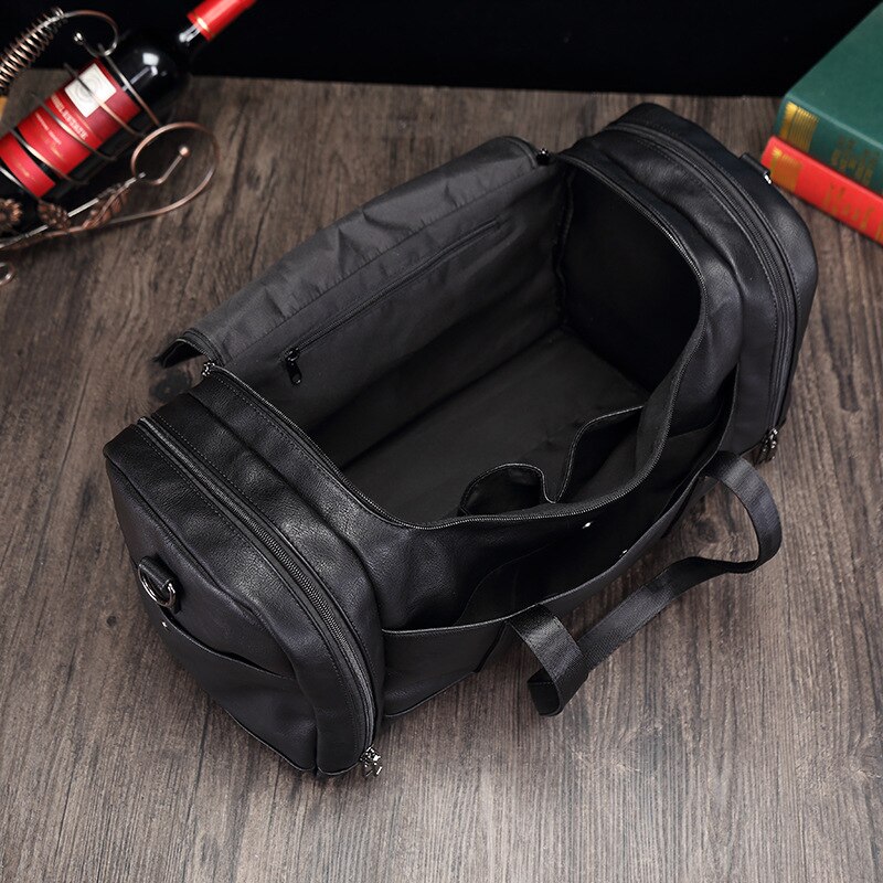 Große handtasche aus pu-leder für damen und herren, weiches leder, ideal als handgepäck, reisetasche, schultertasche, unisex-tasche für wochenendtrips und fitness.