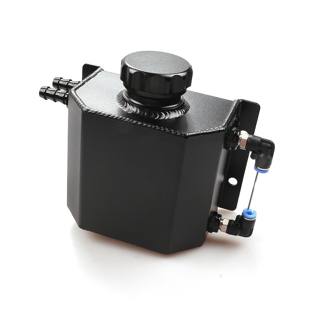 Bestever Universal 1L Aluminum Coolant Radiator Overflow Recovery Water Bottle Reservoir Aluminum Alloy Square Oil Can Practical: Black