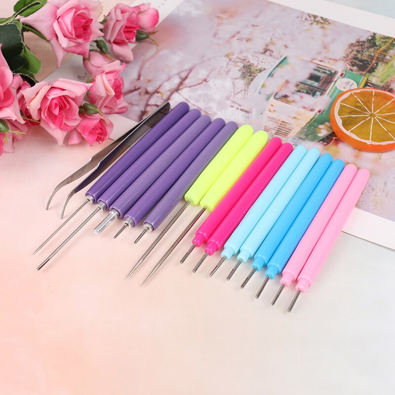16Pcs Paper DIY Set Quilling Paper Tool Tweezer Needle Pins Slotted Pen Tool Kit