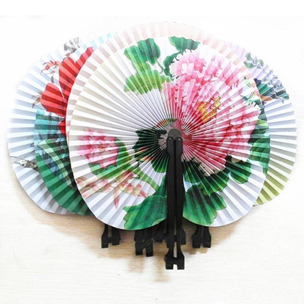 Abanicos de mesa de boda plegables, papel Floral chino Oriental, favores de mesa, 3 uds.