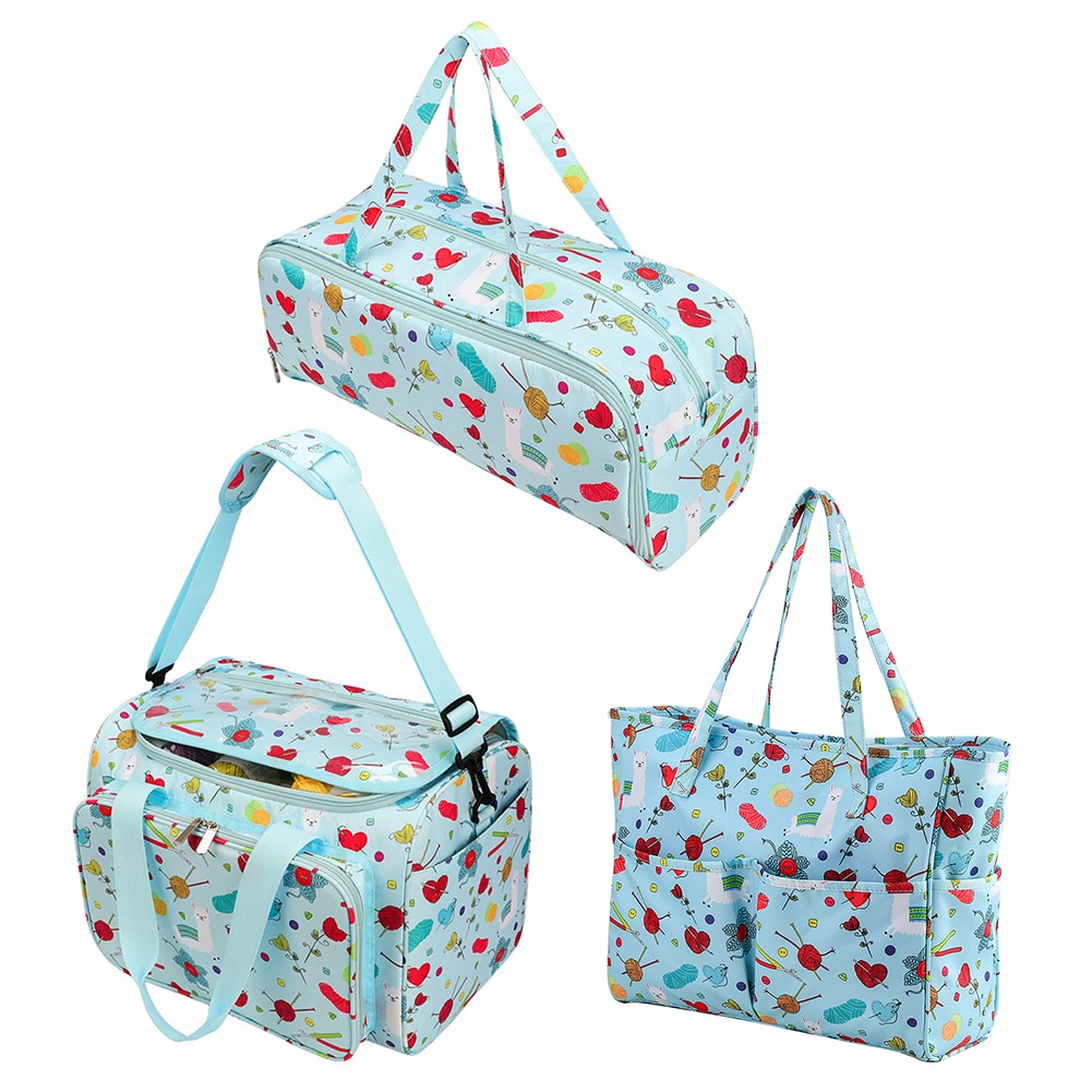 Classic Texture Embroidery Storage Bag Practical Multi-functional Durable Crochet Hooks Thread Yarn Organizer Holder