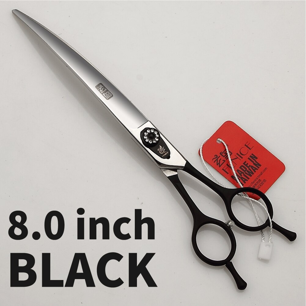 Fenice 7.0 7.5 8.0 Inch Black Grooming Scissors Curved Shear for Teddy/Pomeranian Dogs Pet Grooming Tools JP 440C: Dark Khaki