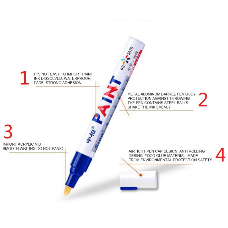 DIY Album Black Card Metal Pen Touch Up Pen Tire Pen Lacquer Oil Pen Auto Rubber Tyre Tread Metal Permanent Paint Marker: blue