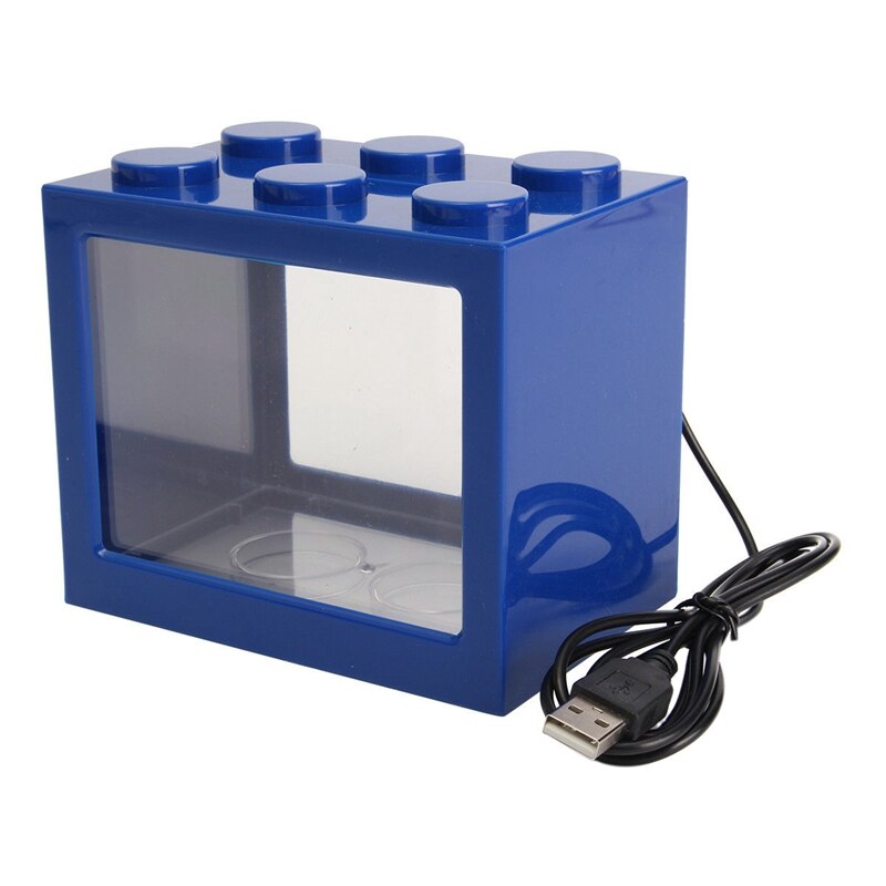 Mini USB LED Lighting Clear Fish Tank Ornament Aquarium Office Desktop Décor: Blue