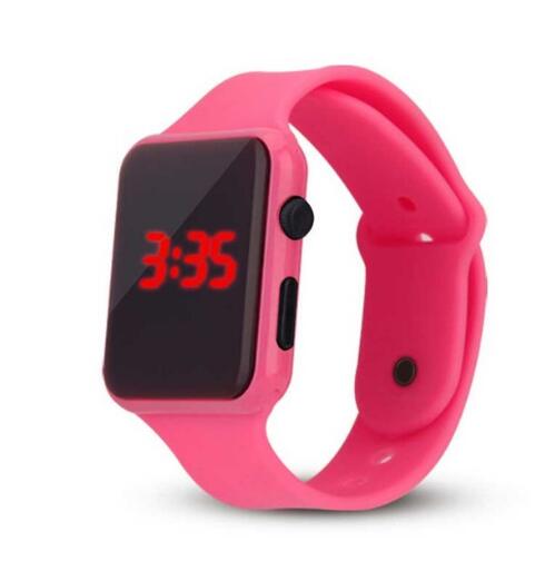 Mode Led Digitale Sport Horloge Mannen Vrouwen Vierkante Wijzerplaat Horloge Ms Siliconen Band Leisure Sport Horloges Relogio Masculino: pink