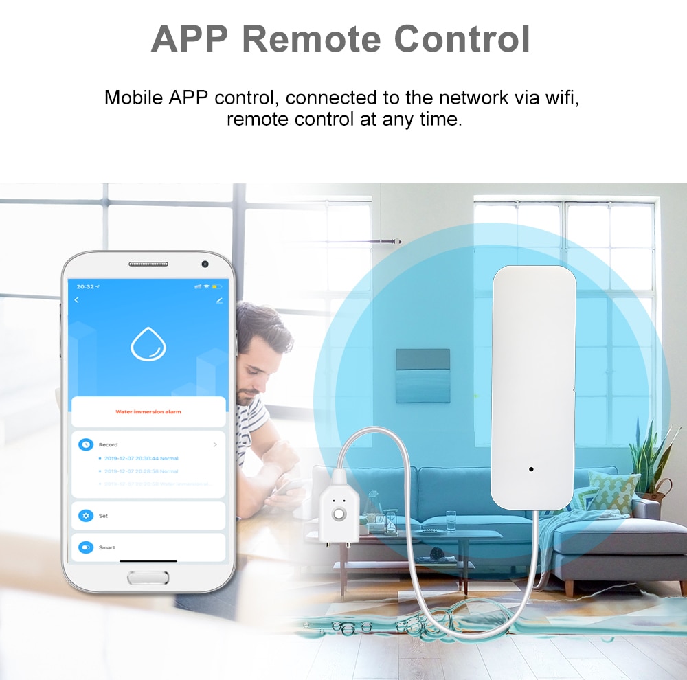 Water Alarm Sensor Wifi Waterlek Detector Overloop Flood Lekkage Waarschuwingen Remote Monitor Leak Meldingen Door Tuya/Smart Leven