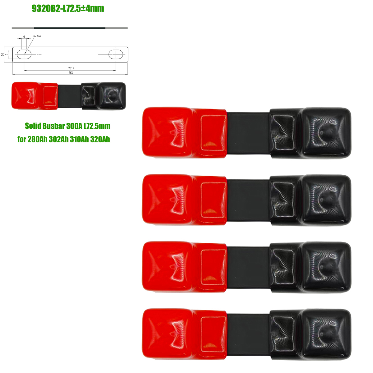 Flexible Sammelschiene Lifepo4-Batterieklemmen, solide Lithium-Bänder, Clips, Bolzen, Verbindungsstange, reines Kupfer, 280 Ah, 320 Ah, Isolationsabdeckung: See blau