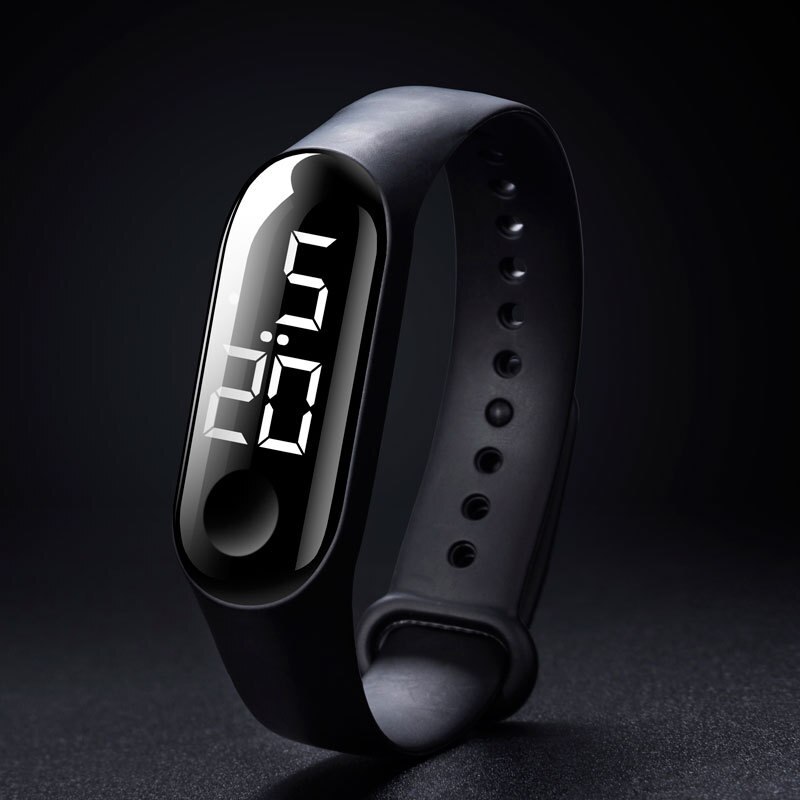 électronique nouvelle montre numérique Silicone Bracelet Bracelet montre pour femmes hommes unisexe montres LED Sport écran tactile étanche: White light Black