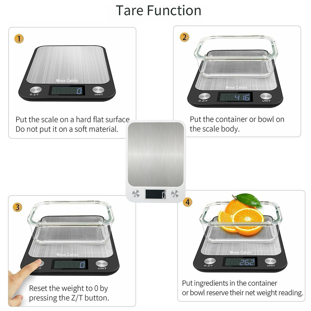 Kitchen Digital Scale 10kg/1g Cooking Baking Scale Waterproof Backlit LCD Screen Weighing Device