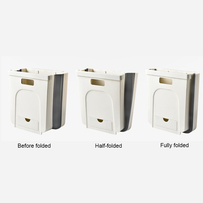 Wall Mounted Folding Afvalbak Keukenkast Deur Opknoping Prullenbak Garbage Auto Prullenbak Wandmontage Opvouwbare Reiniging