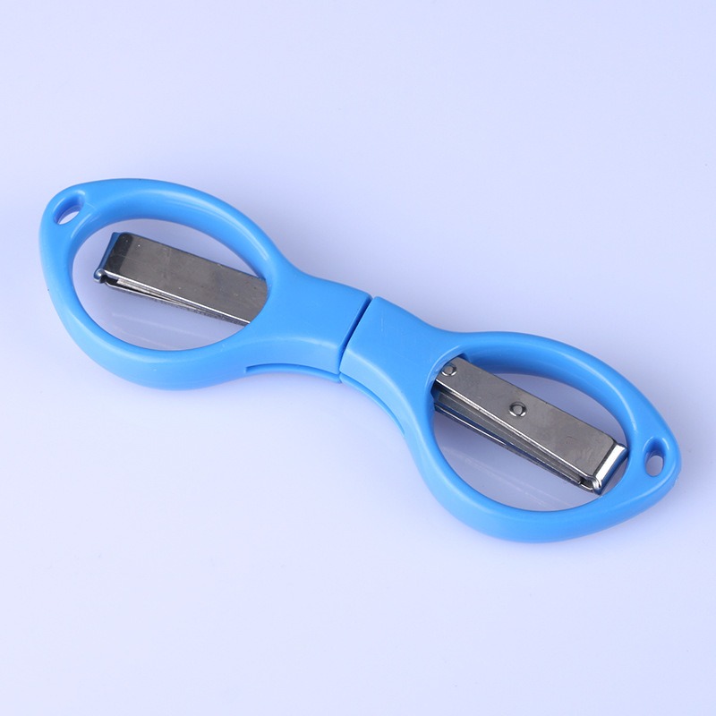 Folding Scissors Stainless Steel Scissors Multifunctional Outdoor Fishing Children's Handmade Scissors Sewing Scissors: Plastic handle blue