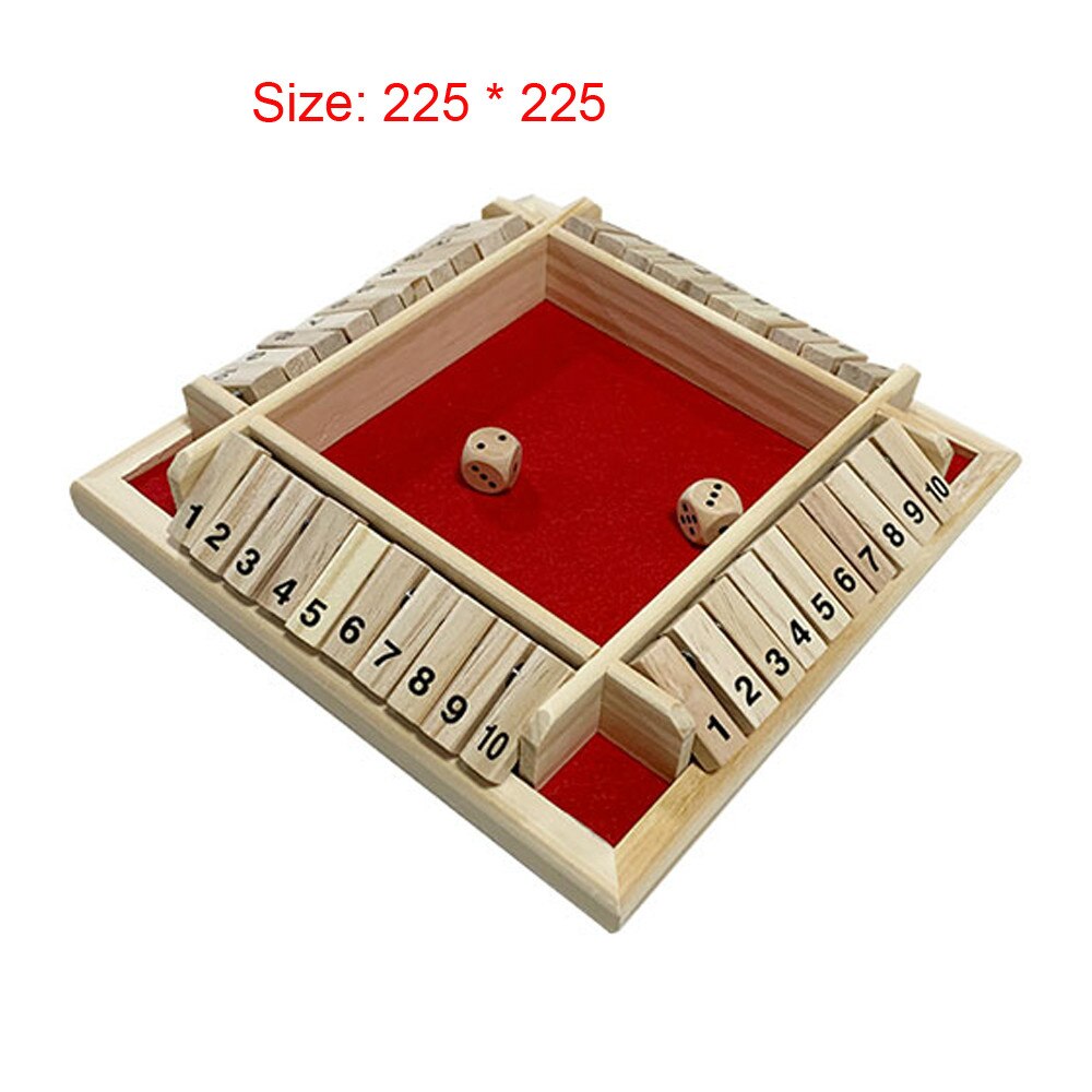 22X22X3.5Cm Sloot De Doos Dobbelstenen Bordspel 4 Zijdig 10 Aantal Houten Flappen & Dices spel Voor 4 Persoon Pub Bar Feestartikelen: 22.5x22.5x3.5cm Red