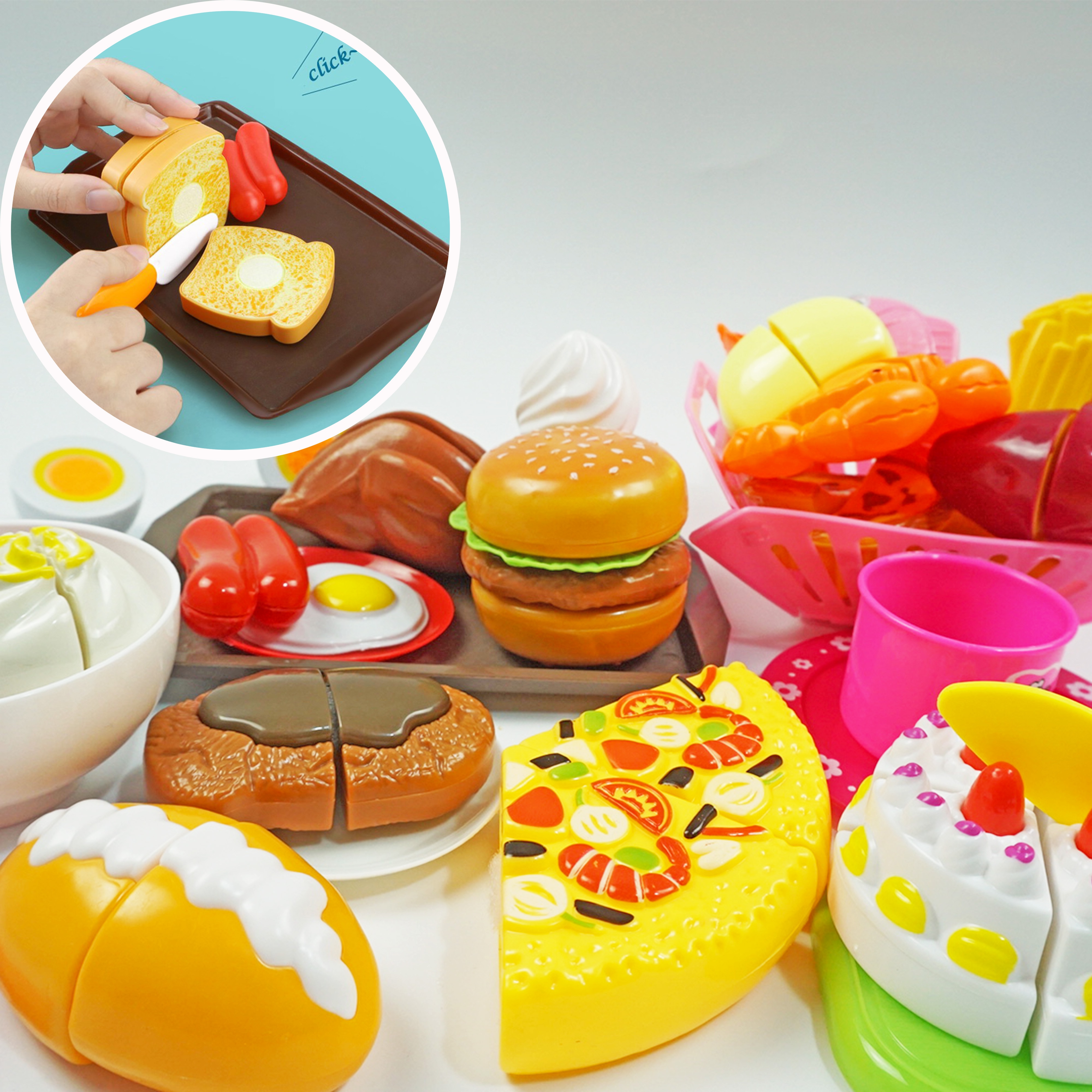 Children Kitchen Cutting Toys Miniature tableware and food toy Fast Food chopsticks Pretend Play Plastic Kids Education Toy