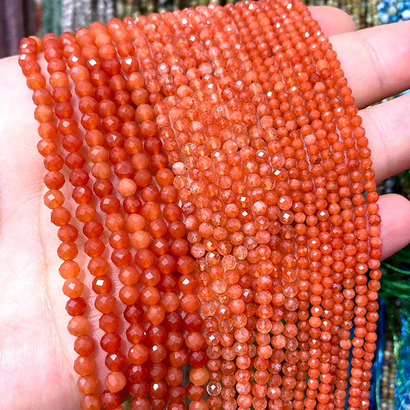 Cuentas de piedra Natural facetadas, Calcedonia roja rubí, cuentas espaciadoras sueltas redondas para fabricación de joyería, collar de pulsera DIY de 2MM, 3MM y 4MM: Morado / 4 mm