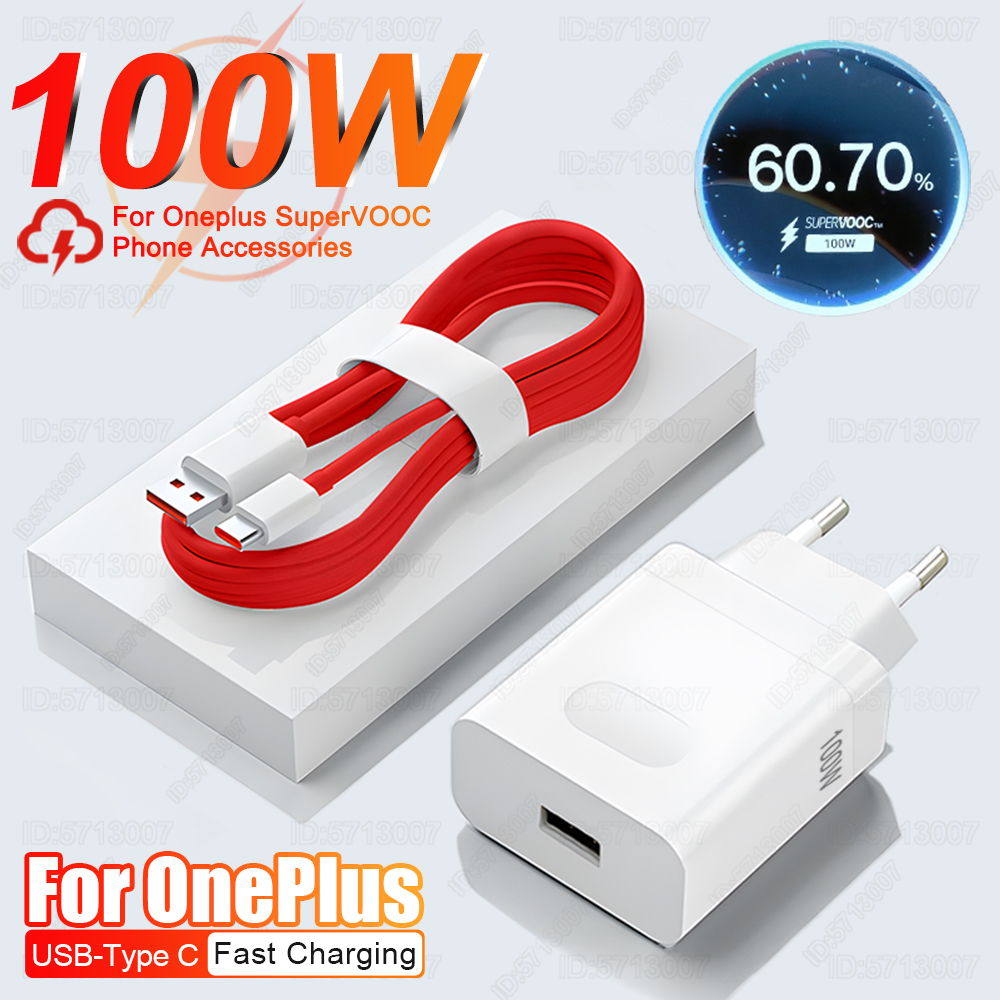 100W SuperVOOC Snelle oplader EU US Plug Snel opladen USB-oplader Type C Kabel Telefoonadapter voor Oneplus 13 12 11 10 Pro 12r 13r