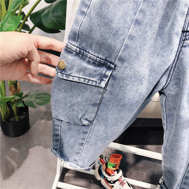 2 3 4 5 6 7 år småbarn gutter jeans casual koreansk storlomme dongeribukser for gutt vår barn bukser barn bukser