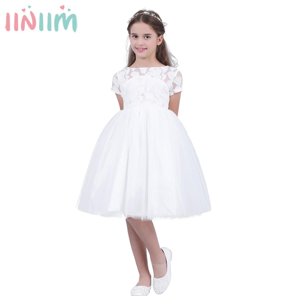Iiniim Kinder Kleider für Mädchen Weiß Vestido de festa Prom Kleid Kleinkind Prinzessin kinder Hohl Herz Kleid für Abend party