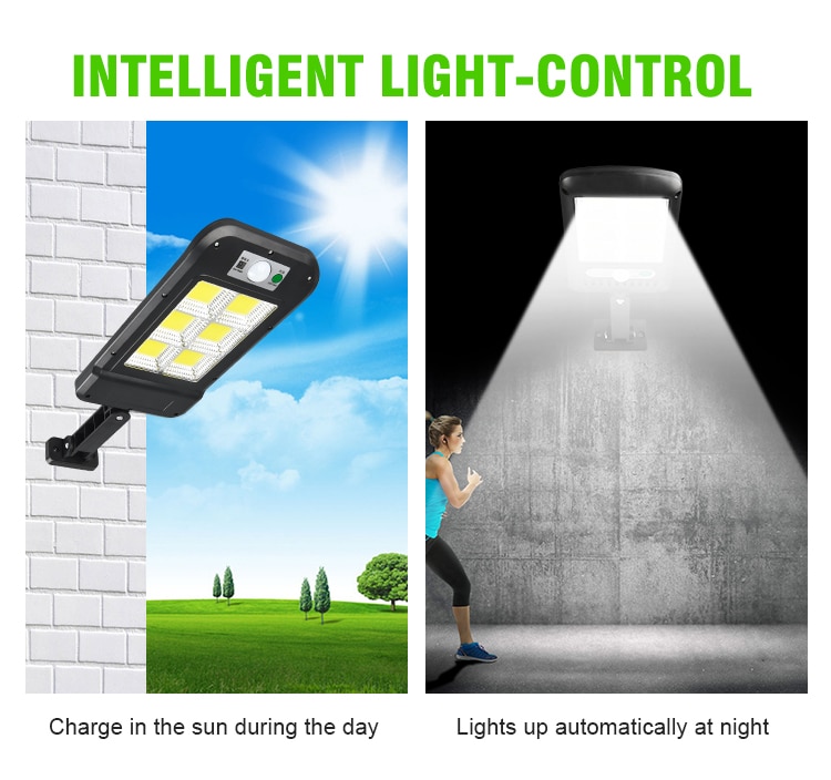 Motion Sensor Solar Led Light Remote Outdoor Wall Street Light Waterproof Human Body Induction Garden Multi-Mode Solar Lamps