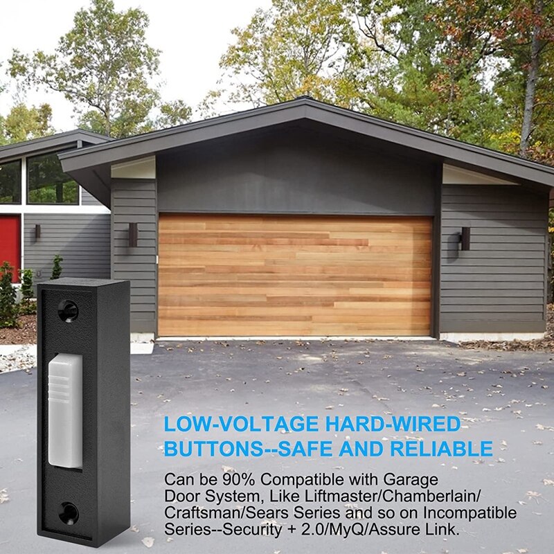 Universele Garagedeuropener Schakelaar 41A4166 Verlichte Muur Gemonteerd Drukknop Zwarte Afwerking Met Witte Center