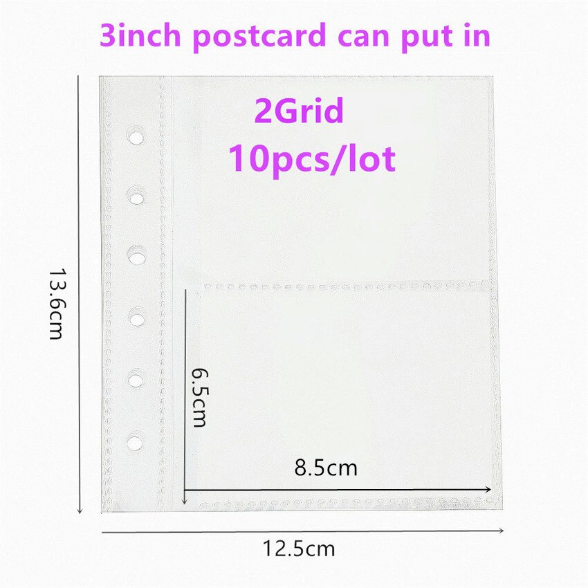 A7 Loose Leaf Postcard Photo Album Glitter Journal Agenda Notebook Planner PVC Binder Idol Card Organizer Book School Stationery: 2 grid 10pcs