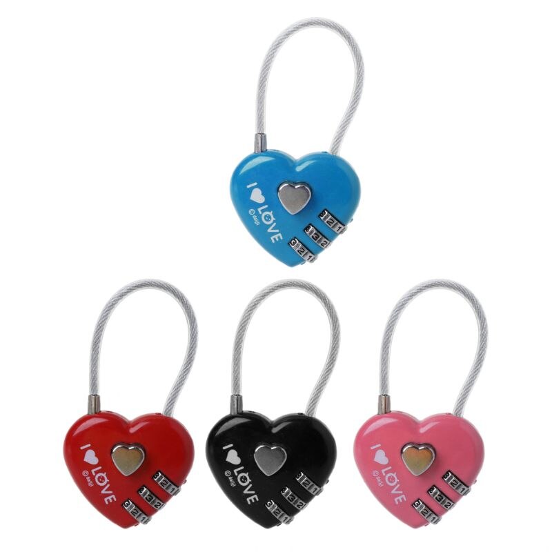 Mini Leuke Resetable Combinatie Hangslot Heart Lock 3 Cijfers Security Kleine Koffer Hangslot Voor Bagage Rugzak Thuis