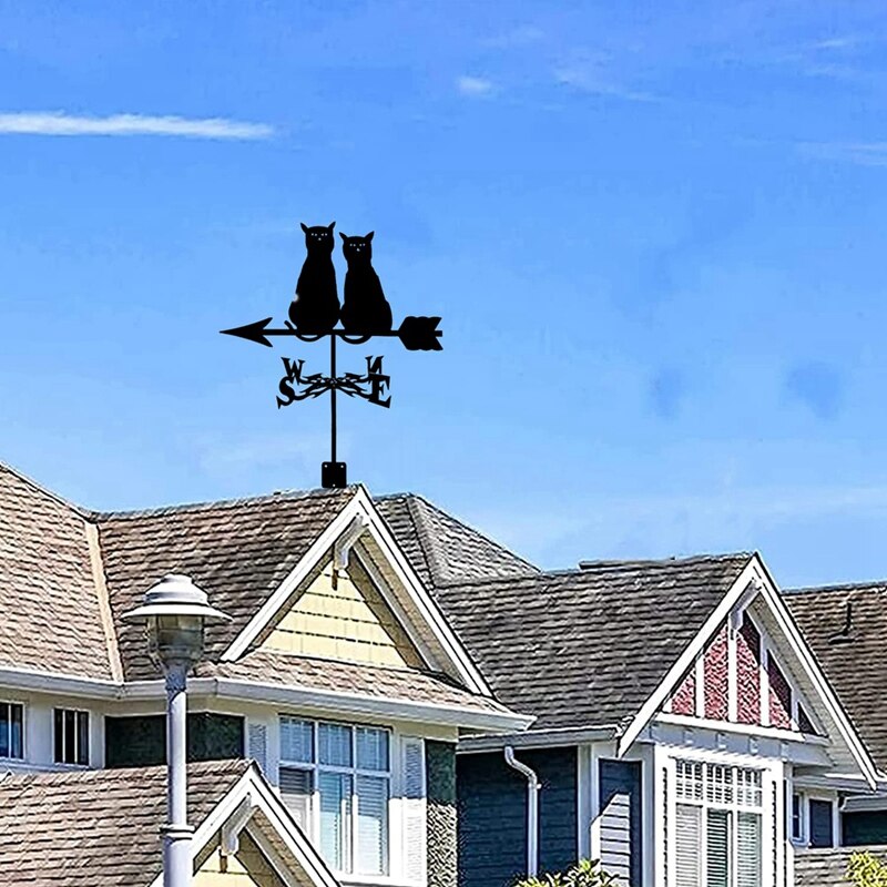 ! Farm Scene Wind Direction Indicator Wind Measurement Tool Weather Forecast Metal Cat Decoration Weathercock Yard Deco