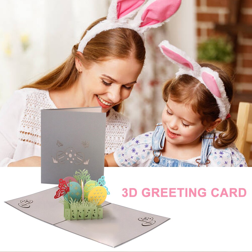 Cartoline Pop-UP Creative 3D biglietti d'auguri pasquali uova di farfalla cartolina regalo con busta per compleanno per bambini dropshipping #38