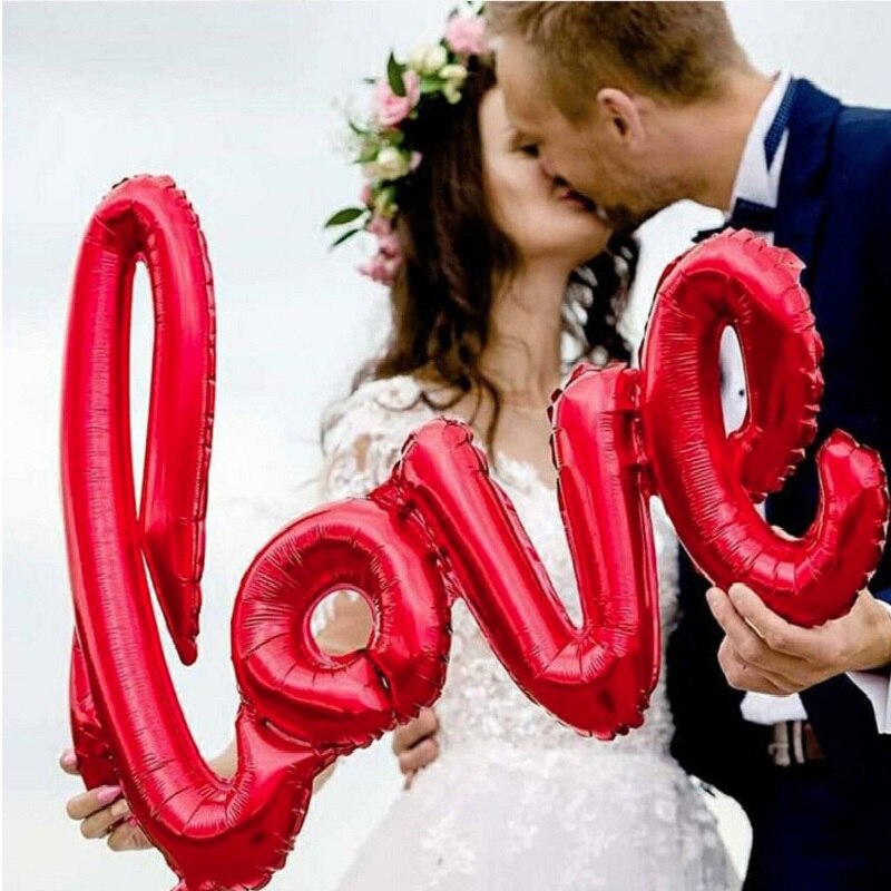 Bruiloft Ballonnen Ligaturen Liefde Brief Folie Ballon Anniversary Valentines Verjaardagsfeestje Decoratie Photo Booth Props