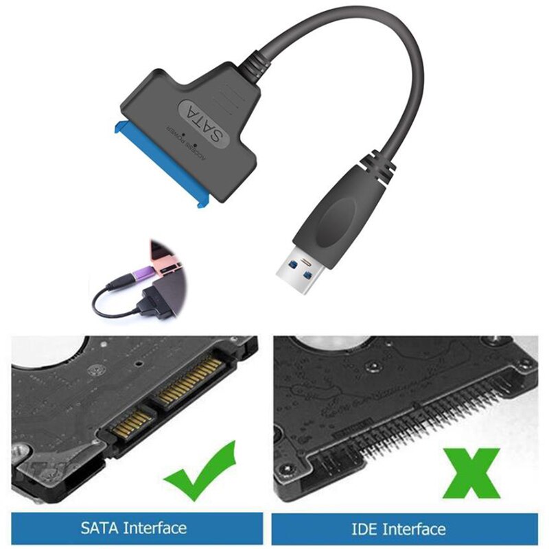 USB 2.0 To SATA 22 Pin Laptop Hard Disk Drive SSD Adapter Converter Cable