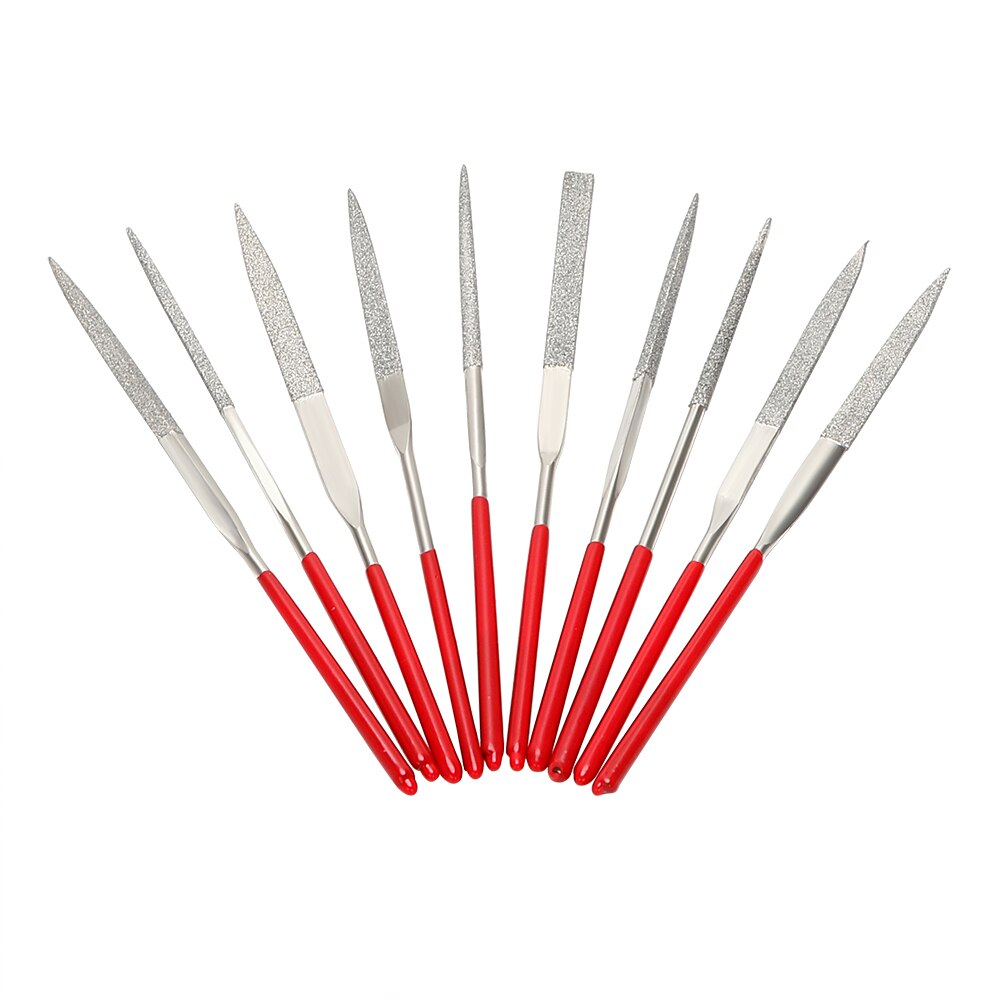 DIYWORK Mini Needle File Set 10Pcs for Ceramic Glass Gem Stone Hobbies and Crafts MTS013 140mm Diamond Coated