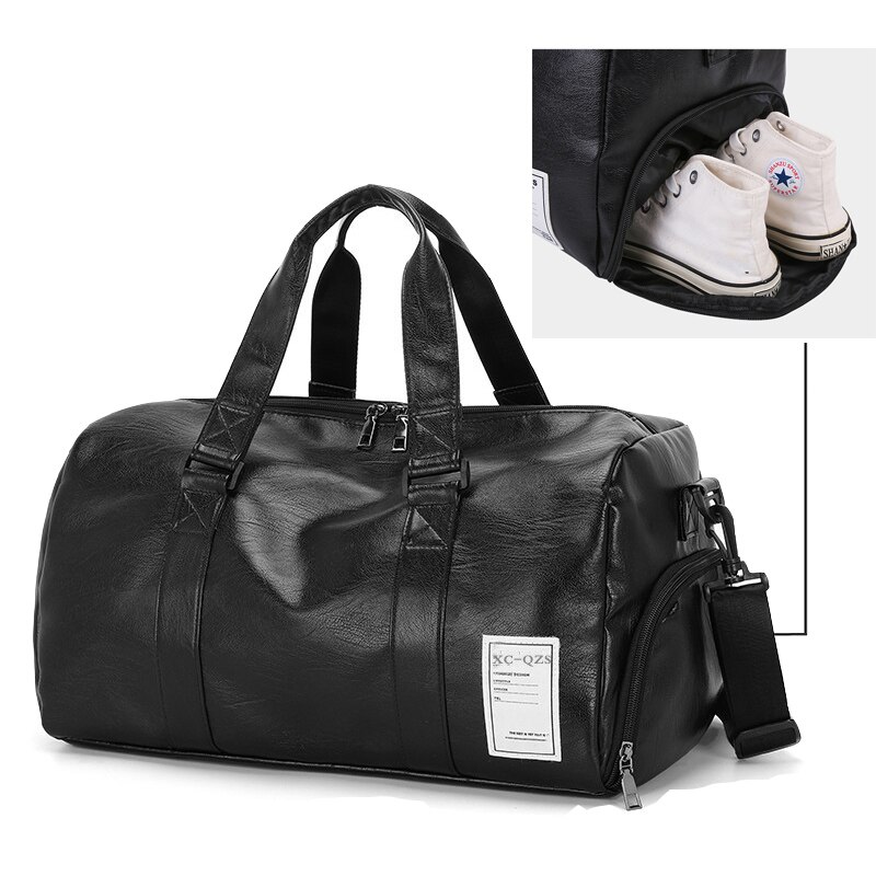 unisex PU Leder Gepäck Tasche Reise Kleidung Lagerung Taschen Reißverschluss Duffle Tasche Große Kapazität Ausbildung Fitness Sport Taschen Mit Schuhe
