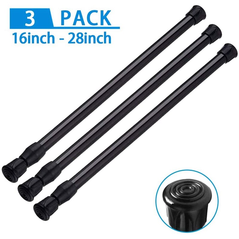 SHGO -3PCS Spring Curtain Rods 16 to 28 Inch Tension Rod Spring Curtain Rod Adjustable Curtain Rod Expandable Curtain Rod: Default Title