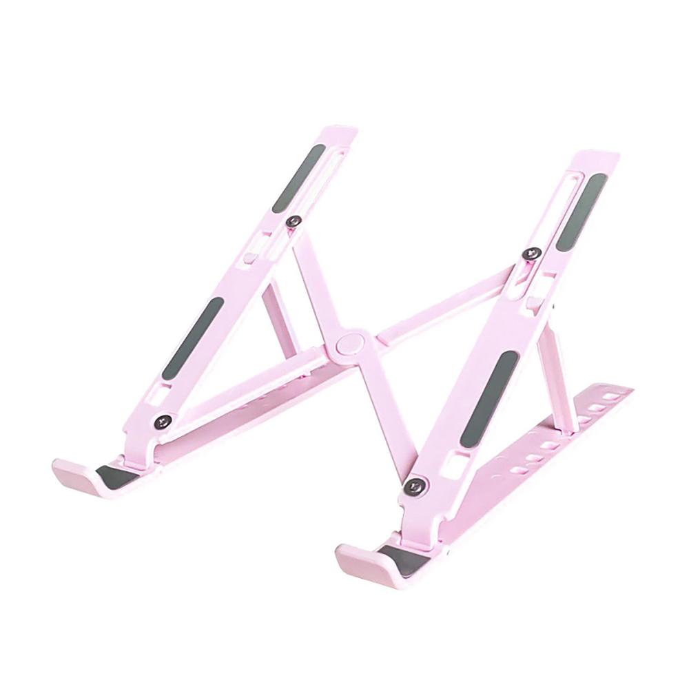 Draagbare Laptop Standaard Opvouwbaar Abs Notebook Stand Ondersteuning In Hoogte Verstelbare Laptop Riser Houder Voor Macbook Computer Accessoires: Roze