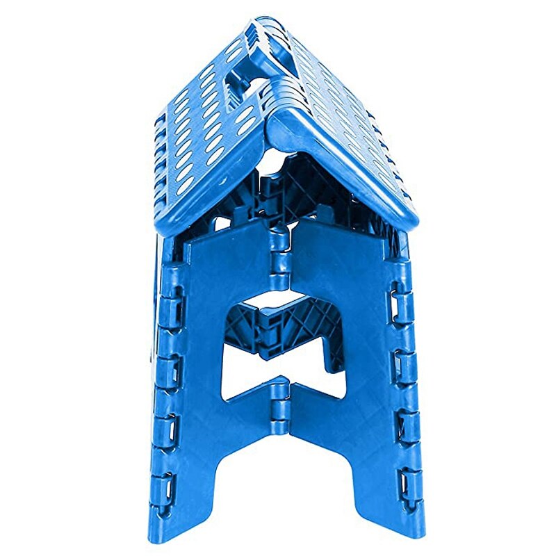 Taburete con escalón plegable para niños, de plástico ligero, azul